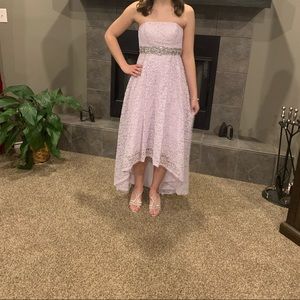 Lavender, high low prom dress